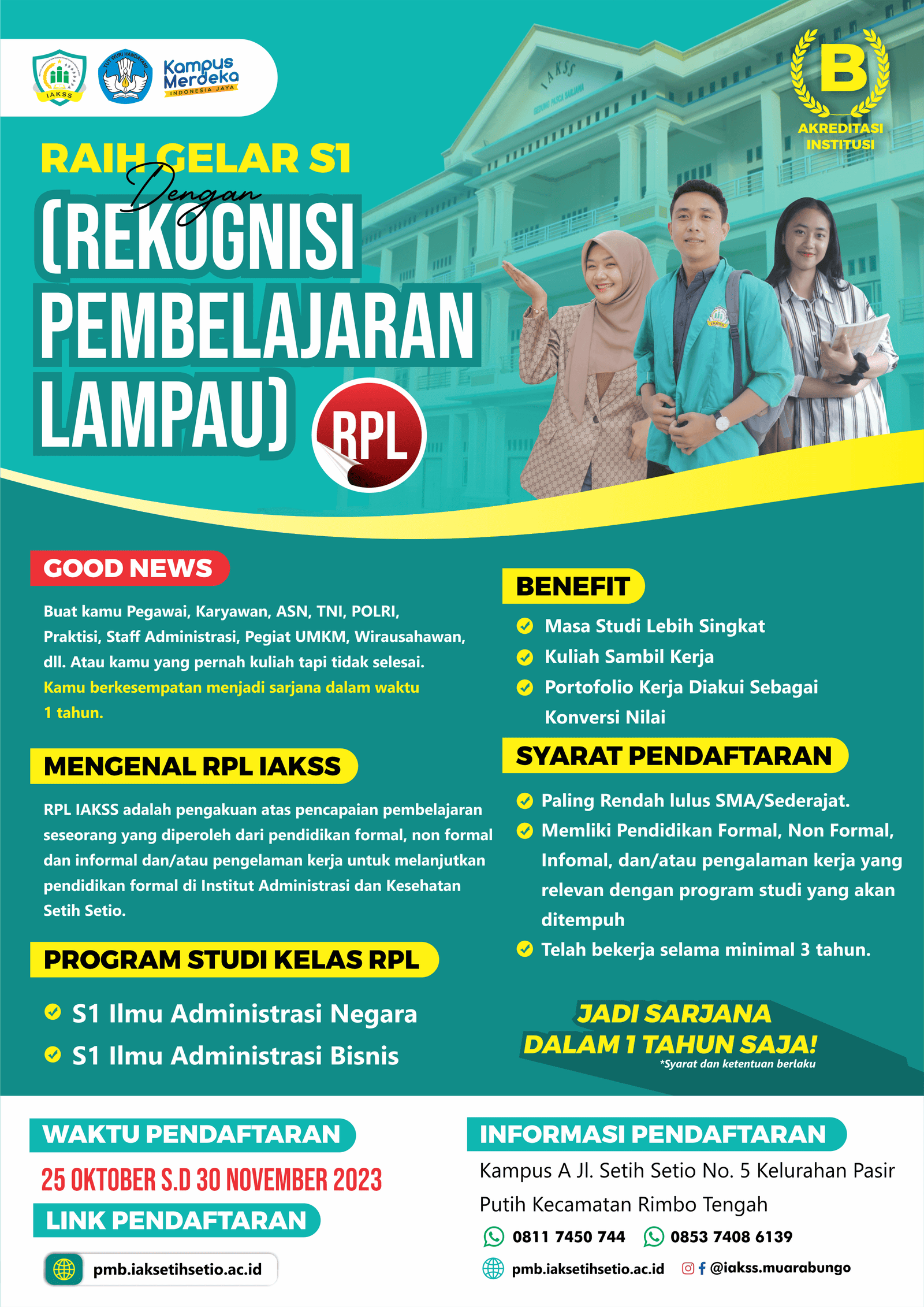 Program Rekognisi Pembelajaran Lampau (RPL) IAK Setih Setio, Raih Sarjana Dengan Waktu Lebih Singkat