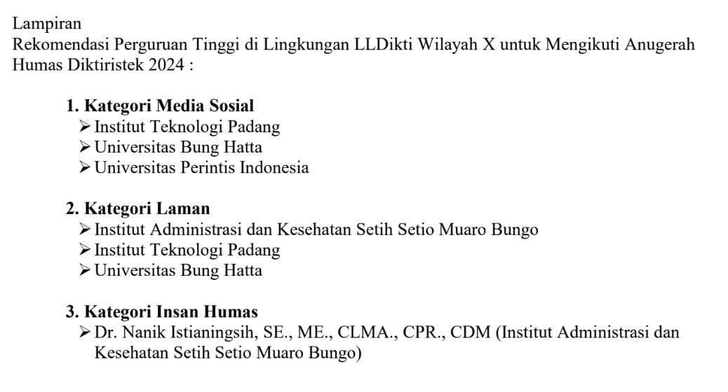 Humas IAKSS Raih Penghargaan dan Dapatkan Rekomendasi dari LLDIKTI X