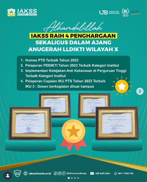 IAKSS RAIH 4 PENGHARGAAN SEKALIGUS DARI LLDIKTI X