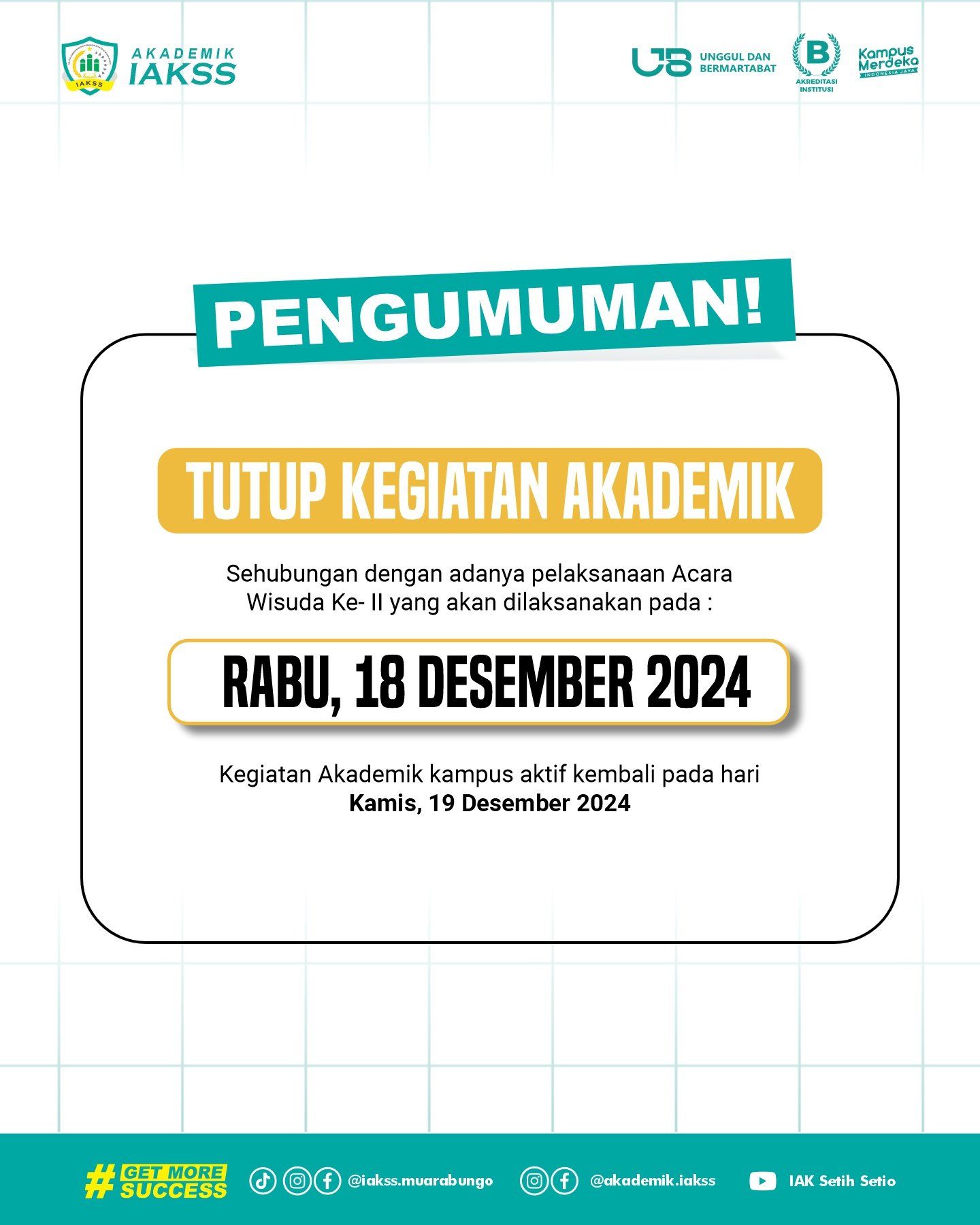 IAK Setih Setio Luluskan Ratusan Mahasiswa Program D3 dan S1 pada Wisuda Ke-2