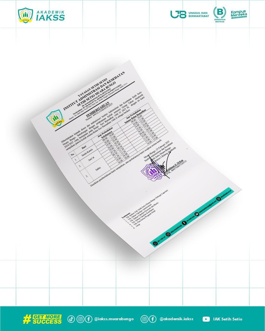 penyesuaian Jadwal Kuliah Semester Genap Ramadhan 1446 H untuk Mahasiswa dan Dosen