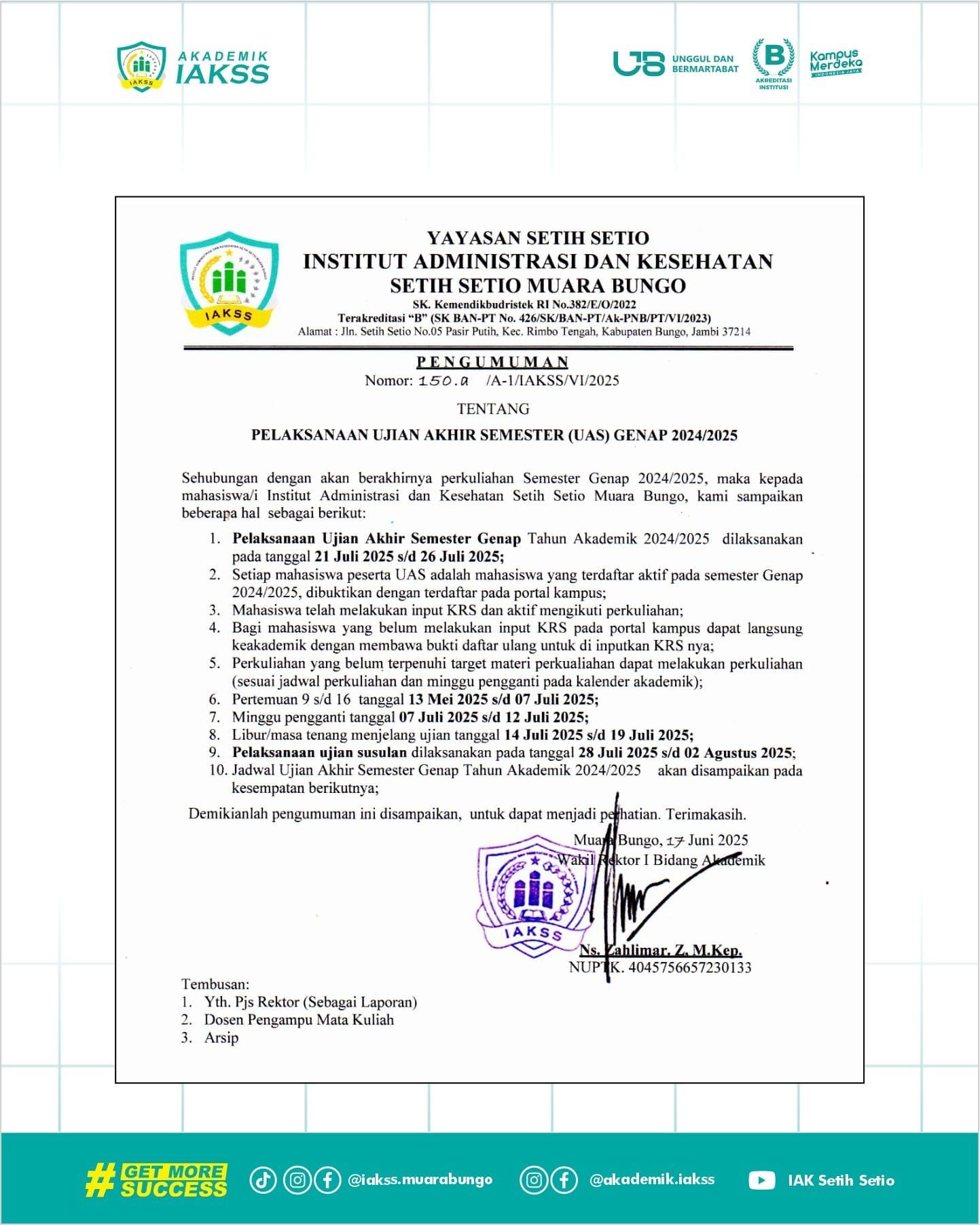 PERHATIAN: Info Penting Pelaksanaan UAS Genap 2024/2025